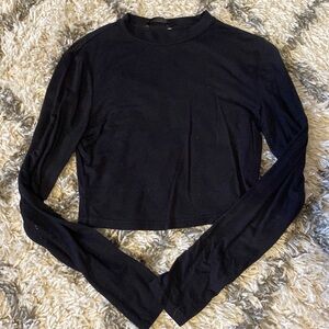 Long Sleeve Black Cropped Top